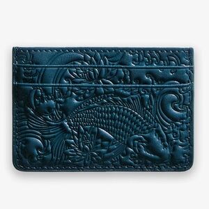 Izuki Studios Koi Embossed Leather Card Holder in Teal